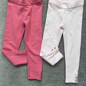 Janie and Jack Pink and White Leggings Soft Stretchy Bottoms